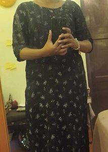 Black Floral Print Midi Dress
