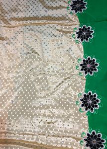 Green And Gold Embroidered Fancy Saree