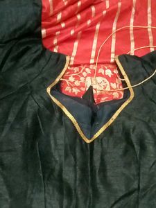 Red Saree With Stiched Blouse