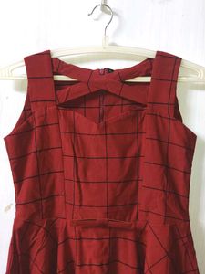 Exclusive Maroon Criss Cross Neck Dress