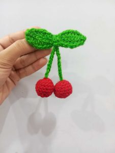 Handmade Crochet Cherry Hair Clip