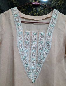 Peach Lace Kurta Set