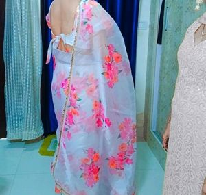 Bollywood Floral Organza Saree