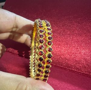 Temple Design Maroon Beads With Golden Bangles