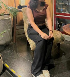 Maroon Casual Crop top