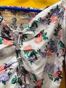 Floral Print Long Sleeve Crop Top