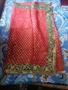 Elegant Red & Gold Sari