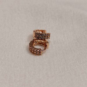 Rose Gold Pave Hoop Earrings