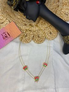 Lotus Invisible Necklace With rice Pearls