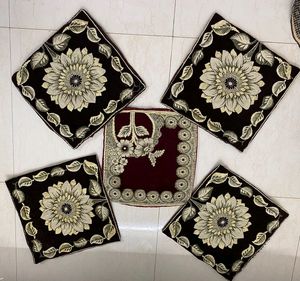 Maroon And brown Cushion Cover (Set Of 5)