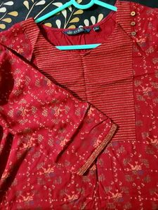 Red Floral Print Kurti