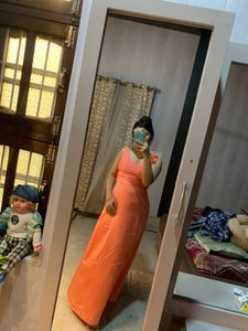 Pretty Flower Satin Gown🧡🎀🌺