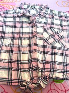 Pink Plaid Button-Up