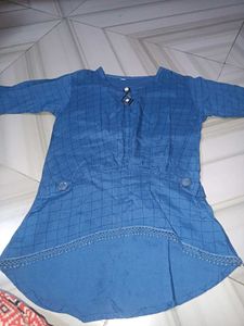 Indigo Grid Flare Top