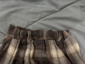 Brown Plaid Pleated Mini Skirt