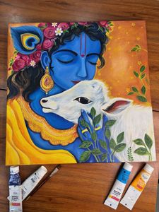 Krishna Painting on 24x24 Inches Canvas
