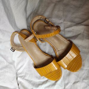 Mustard Yellow Block Heels