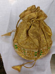 Golden Colour Potli Bags For Indian Traditional