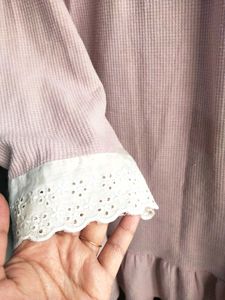 URBANIC Pink Dress with Lace Trim