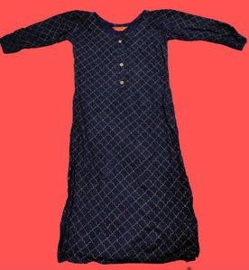 Navy Blue Printed Kurti