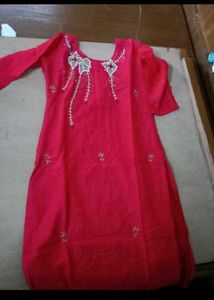red cutdana work kurta