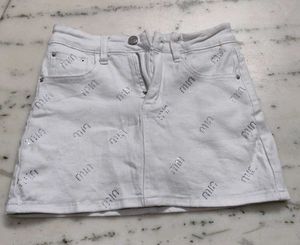 White Denim Mini Skirt