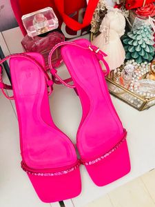 Zara Pink Rhinestone Strappy Heels