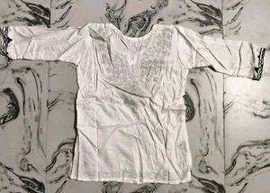 Embroidered White Top/Short Kurti