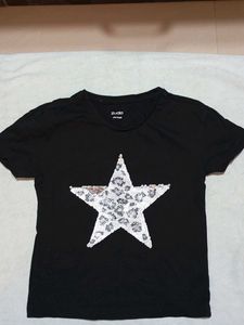 Black Zudio Sequin Star T-shirt