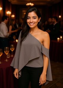 ✨ Avant-Garde Charm: One-Shoulder Draped Blouse ✨