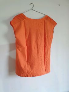orange color cotton top for women