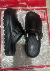 Red Apple Black Clogs