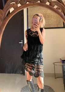 Black Crochet Mini Dress