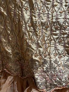Dark Peach Heavy Lehenga With Cancan