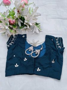 Blue Mirror Work Lahenga