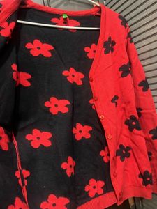 Benetton Red Black Cardigan Girls