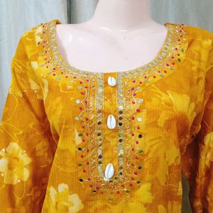 Floral Yellow Kurta Set