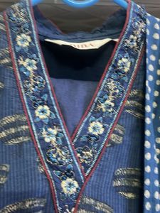 Blue Printed Kurti with Dupatta