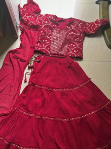 LEHENGA CHOLI WITH DUPATTA &amp; CROP TOP
