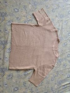 Beige Ribbed Knit Top