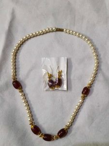 Pearl Necklace &amp; Earring Set
