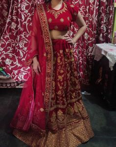 Red Embroidered Lehenga Choli