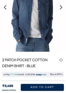 Mid Wash Men Denim Shirt