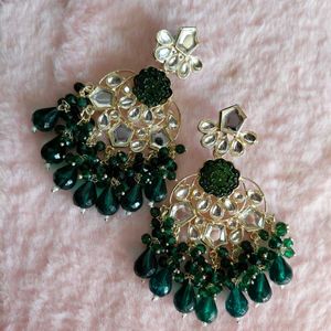 Green Kundan Earrings