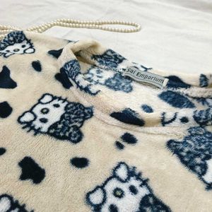 Warm Hello Kitty Velvety Fur Top