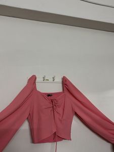 Wild Fable Pink Ruched Crop Top