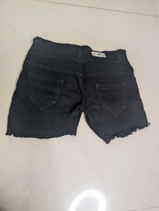 Black Denim High Waisted Shorts
