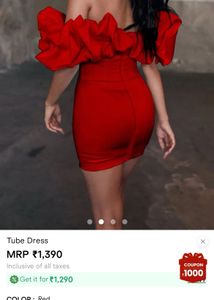 Red Ruffle Tube Mini Dress