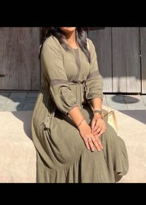 Elegant Olive Green Midi Dress