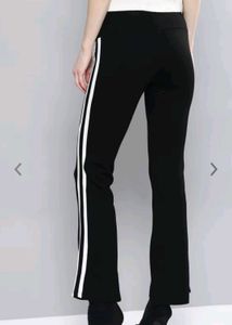 Black Flared Pants with White Side Stripes